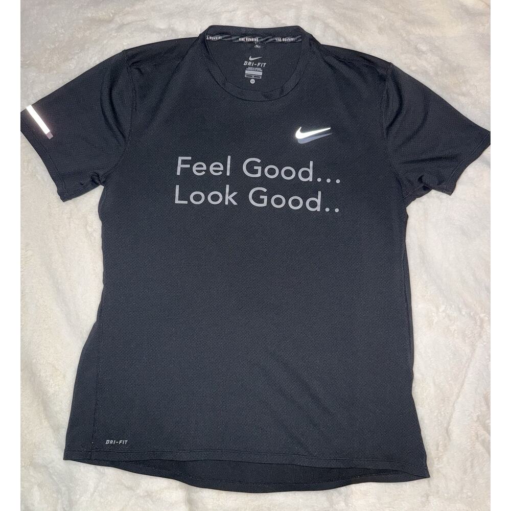 Nike Running Dri-FIT Alex Toussaint Shirt Mens Medium Black Reflective